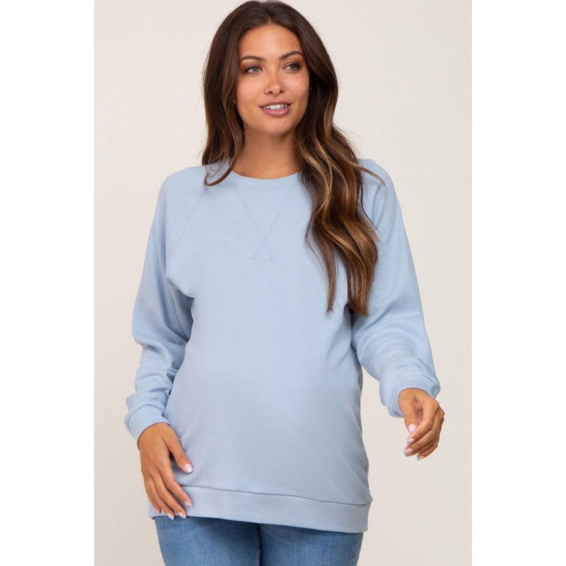Aqua Long Sleeve Maternity Top
