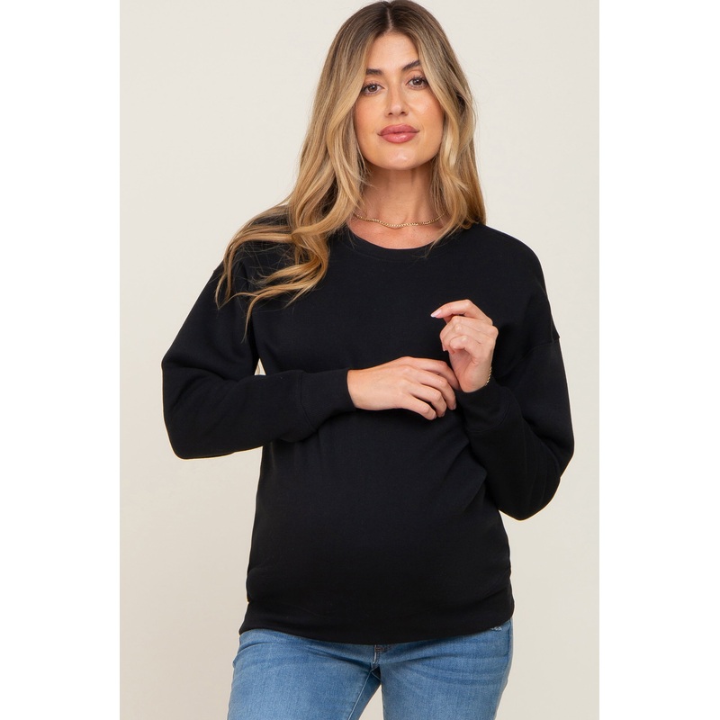 Black Basic Maternity Sweatshirt