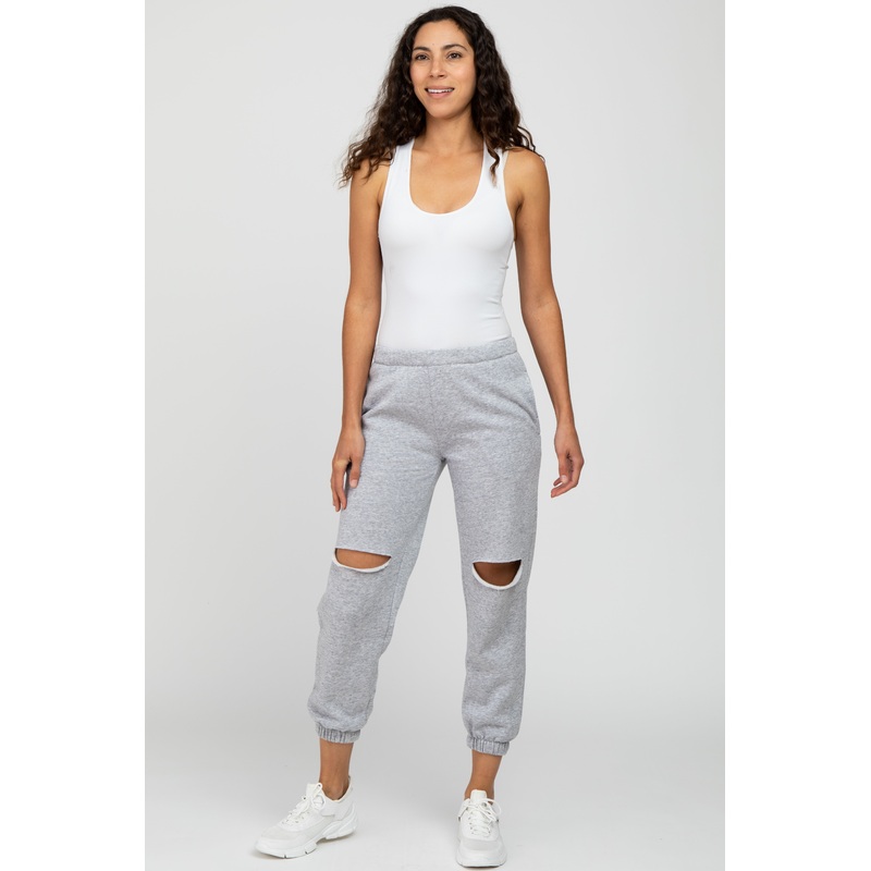 Heather Grey Ripped Knee Sweatpants