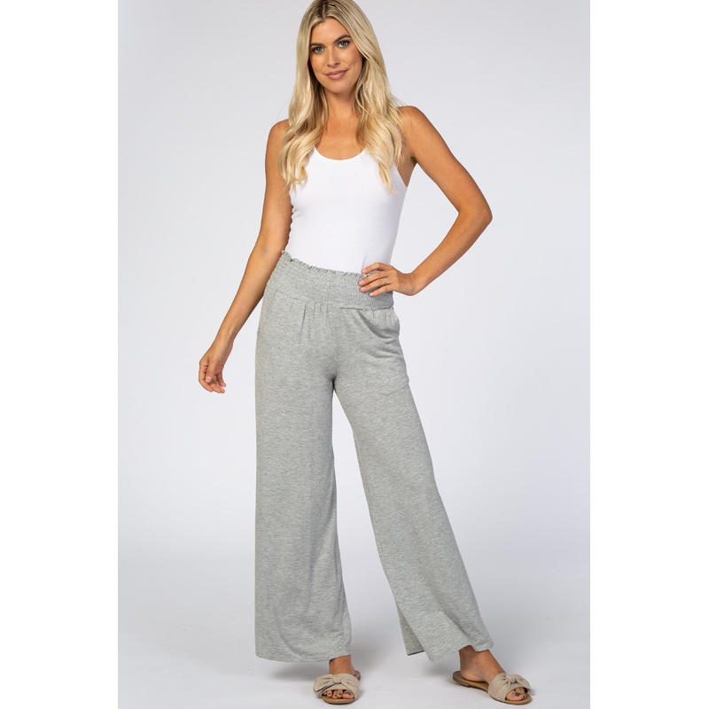 Heather Grey Smocked Waist Pants
