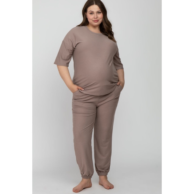 Mocha Jogger Maternity Plus Lounge Set
