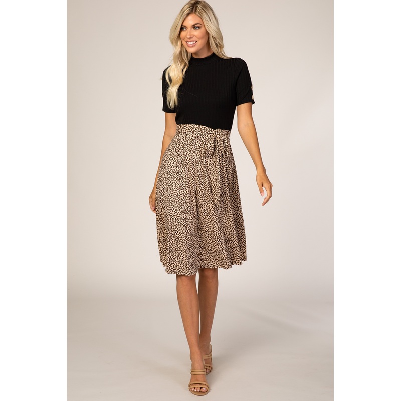 Black Animal Print Colorblock Dress