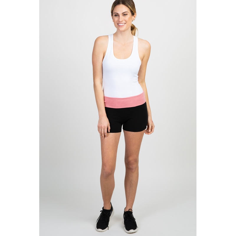 Pink Colorblock Foldover Shorts