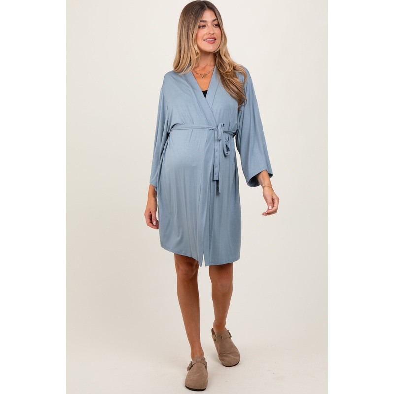 Blue Delivery/Nursing Maternity Robe