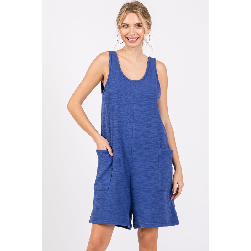 Blue Oversized Knit Romper