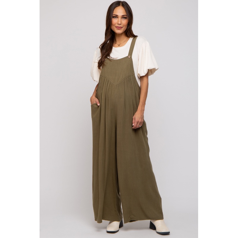 Olive Wide Leg Maternity Overall