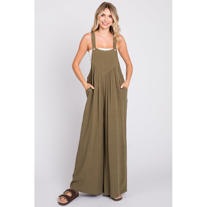 Olive Wide Leg Overall