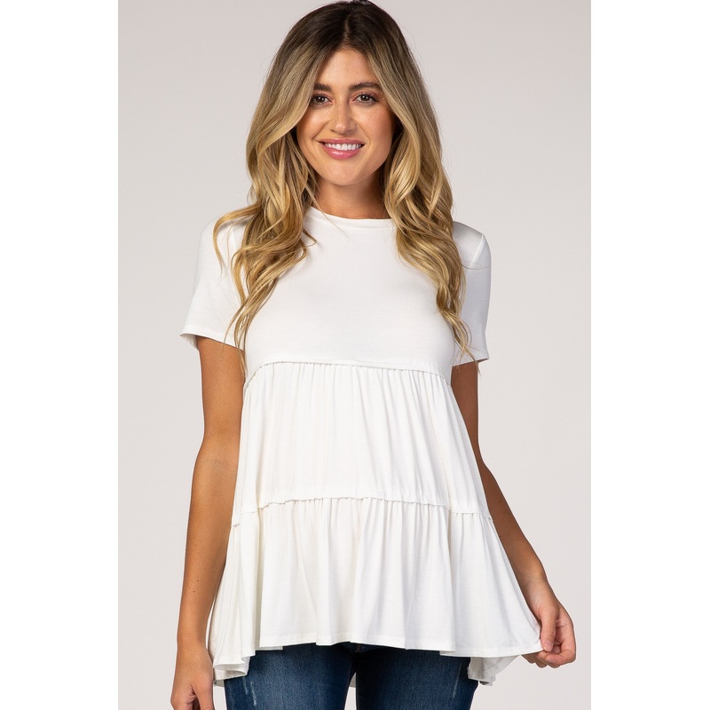 White Tiered Maternity Top
