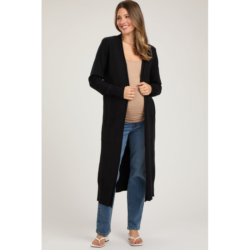 Black Long Maternity Cardigan
