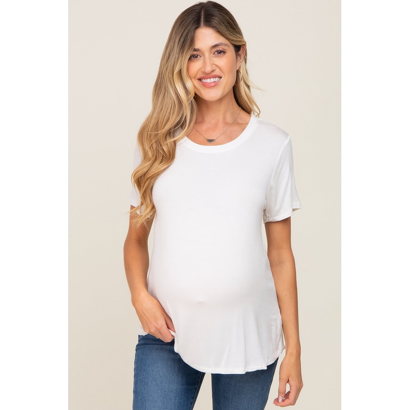 White Basic Maternity Tee