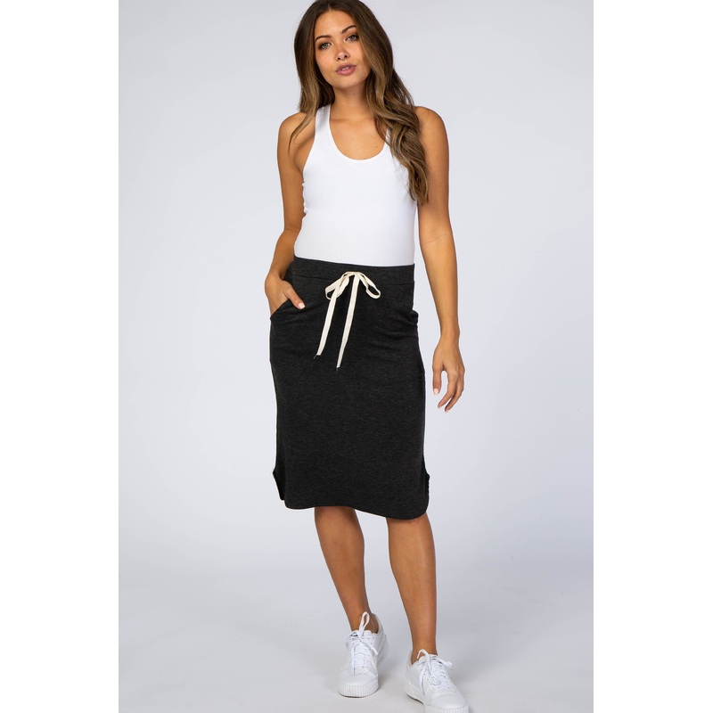 Charcoal Drawstring Maternity Skirt