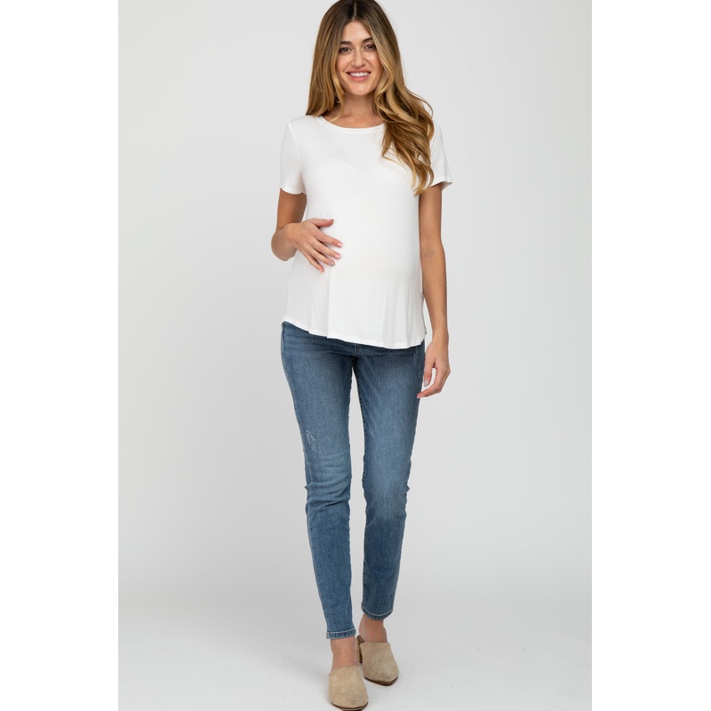 Blue Basic Maternity Skinny Jeans