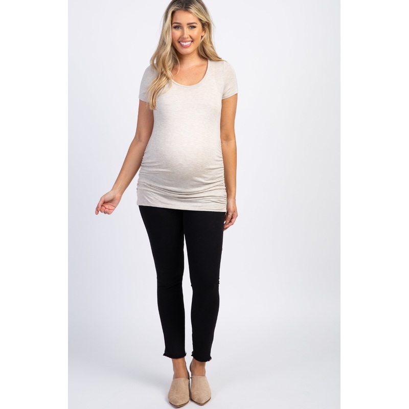 Black Raw Hem Maternity Jeans