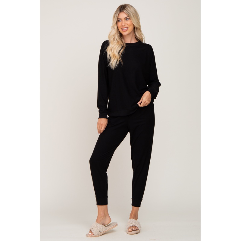Black Soft Knit Long Sleeve Set