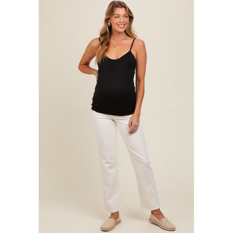 Cream Basic Maternity Straight Leg Jeans