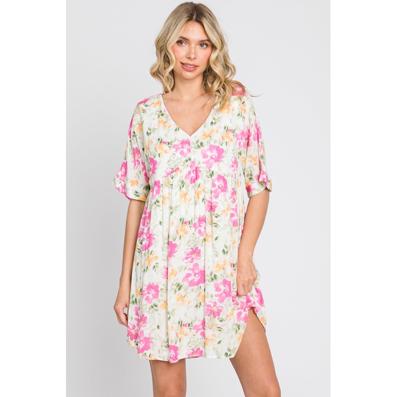 White Floral Babydoll Dress