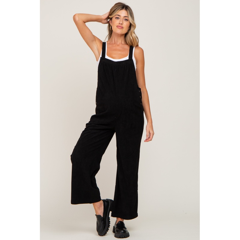 Black Corduroy Maternity Overalls
