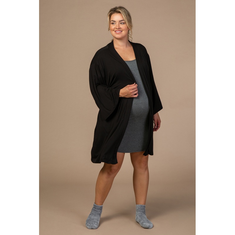 PinkBlush Black Delivery/Nursing Maternity Plus Robe