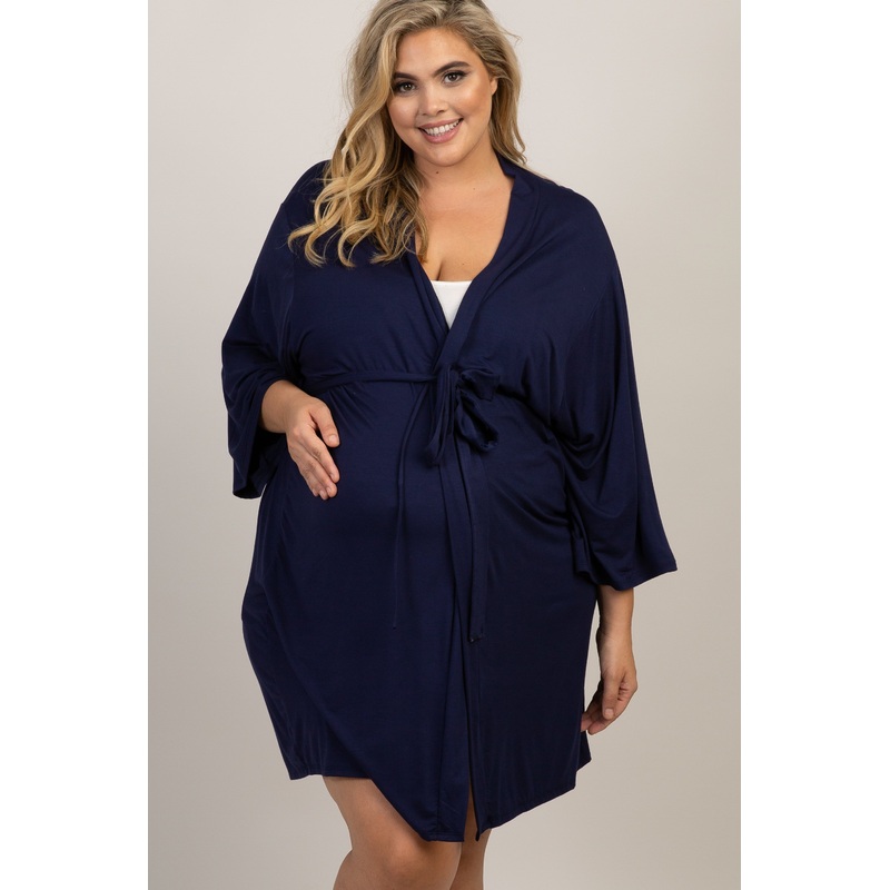 PinkBlush Navy Blue Delivery/Nursing Maternity Plus Robe