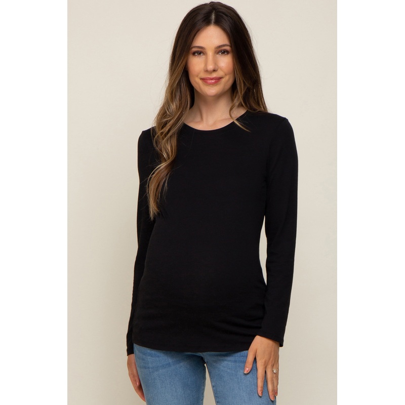 Black Long Sleeve Maternity Top
