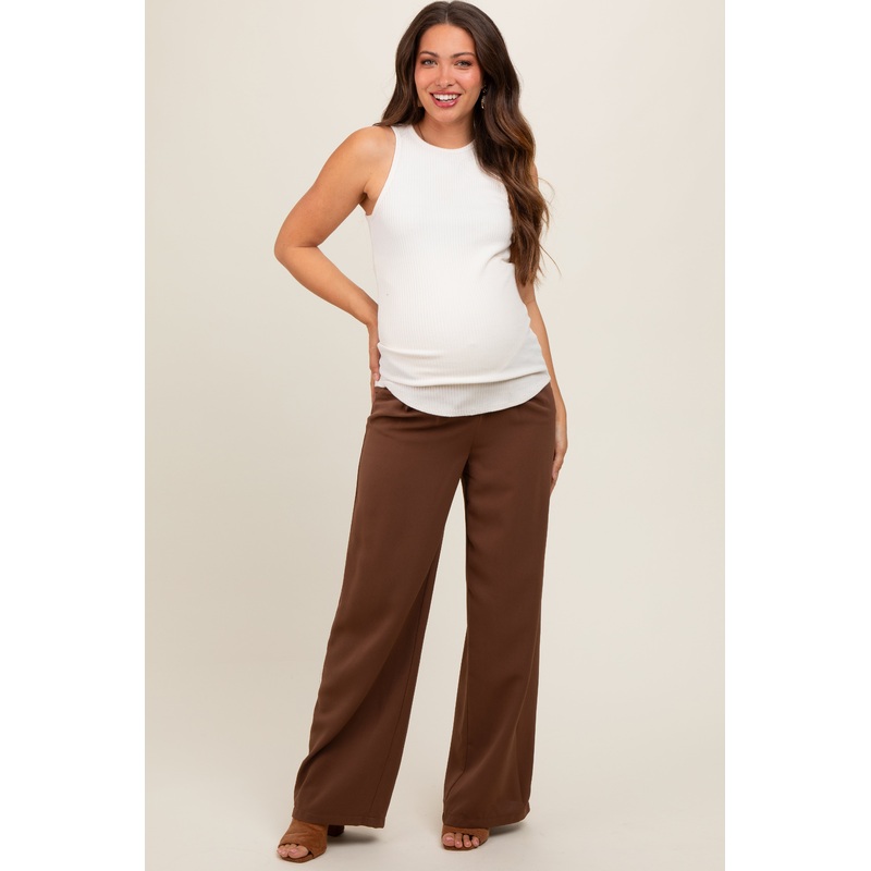 Brown Relaxed Fit Maternity Trousers