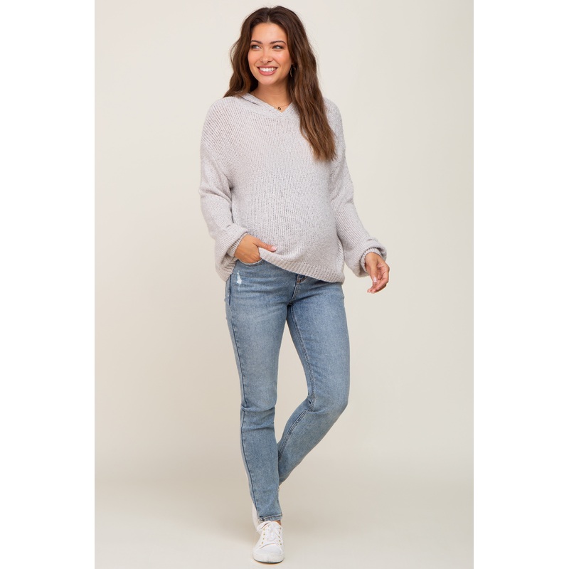 Light Blue Slightly Distressed Maternity Skinny Jeans