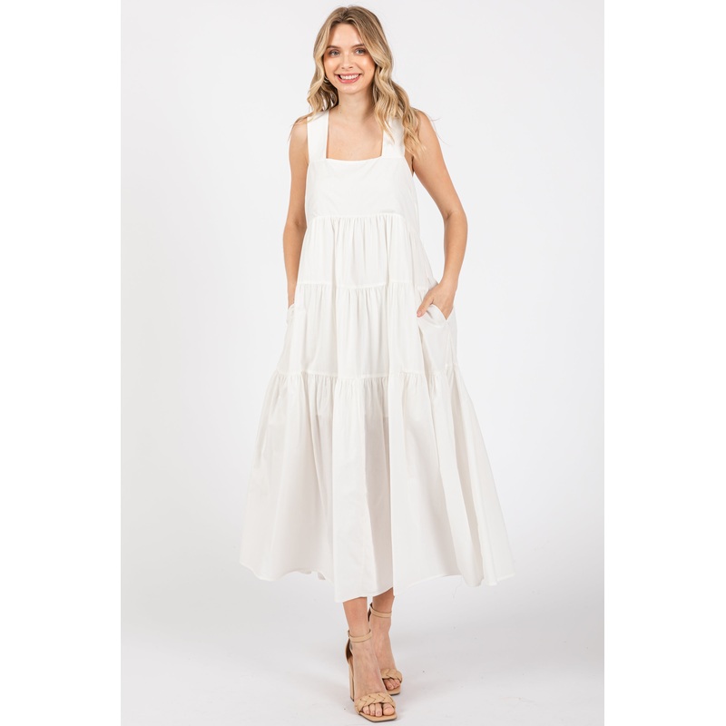 White Tiered Maxi Dress