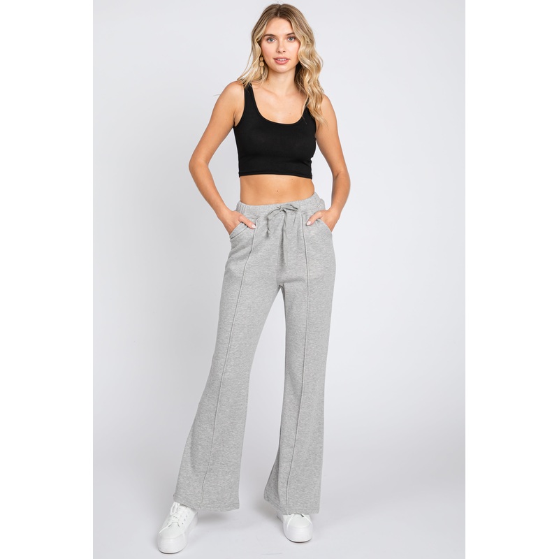 Heather Grey Faux Fur Lined Flare Lounge Pants
