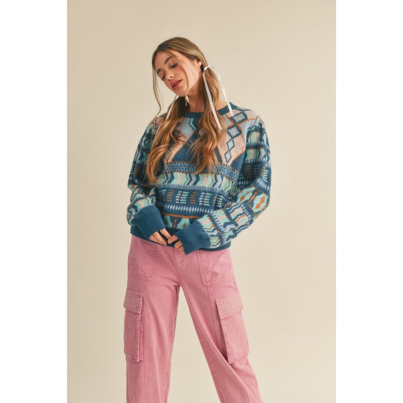Teal Blue Multi Sweater
