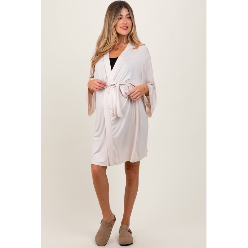 Beige Delivery/Nursing Maternity Robe