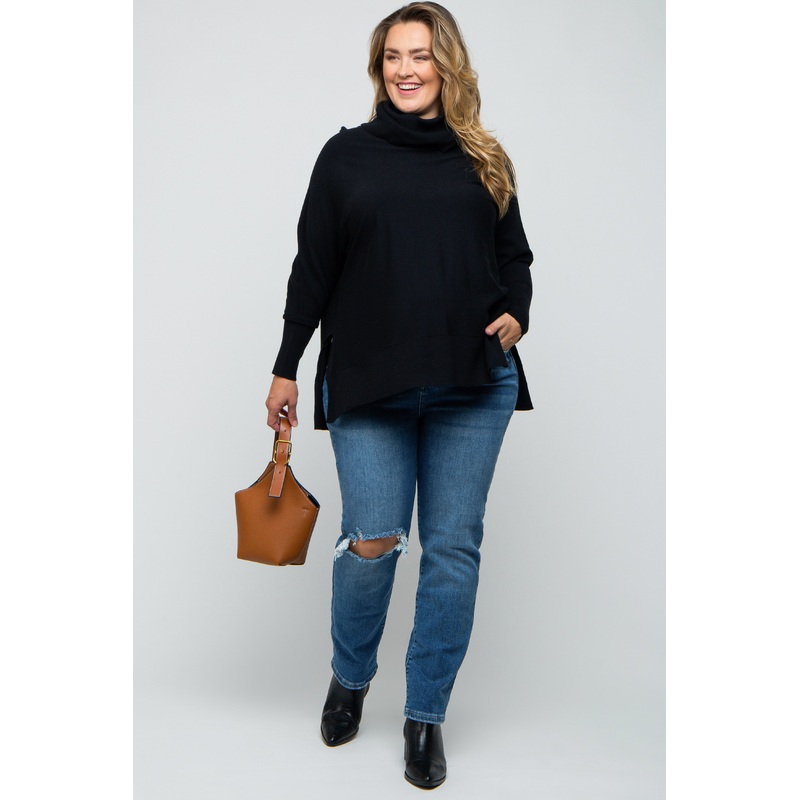 Blue Distressed Knee Skinny Maternity Plus Jeans
