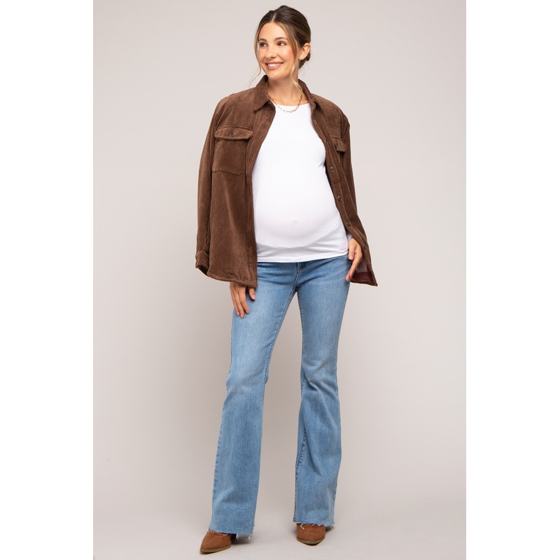 Blue Bootcut Raw Hem Maternity Jeans