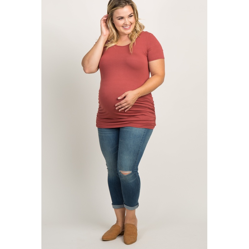 Blue Slightly Distressed Stretch Plus Maternity Jeans