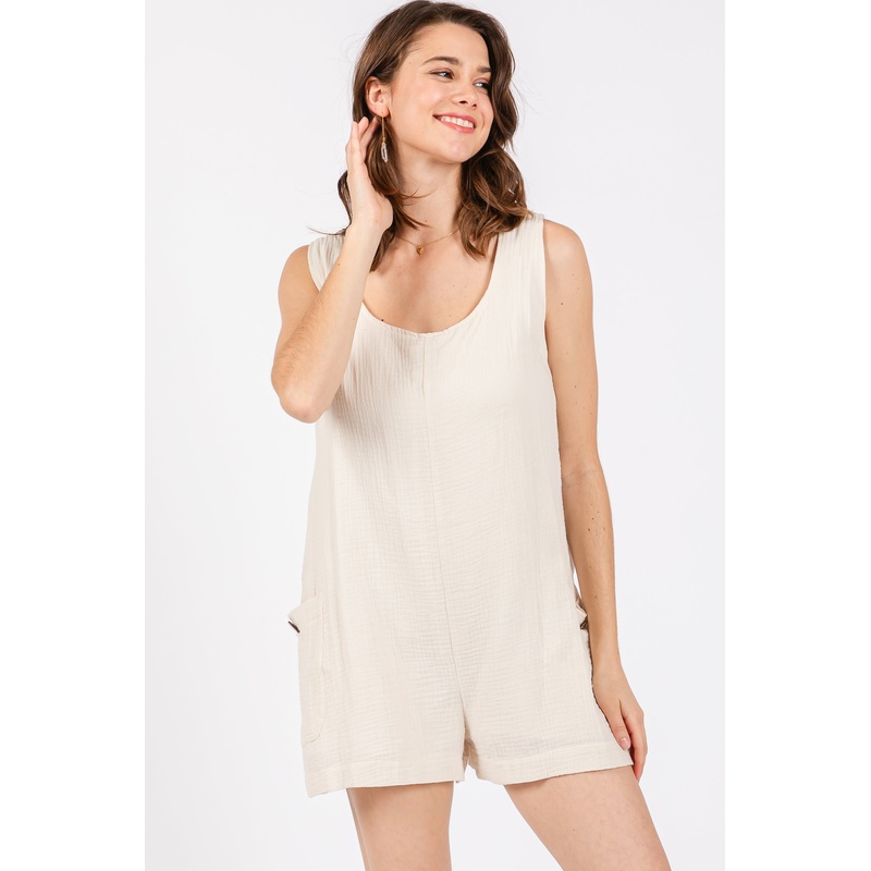 Cream Back Cutout Romper