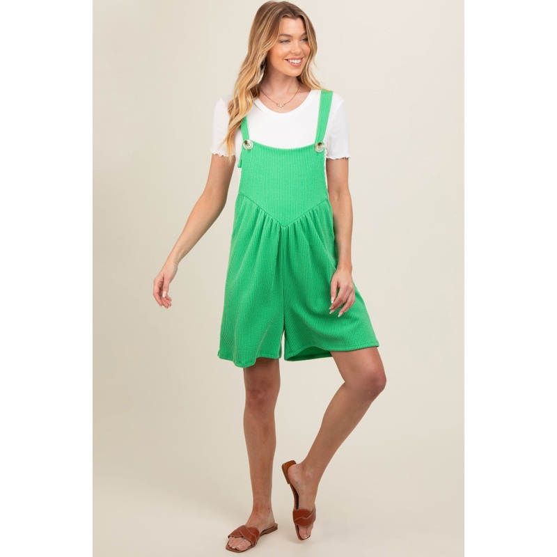 Green Ribbed Maternity Romper