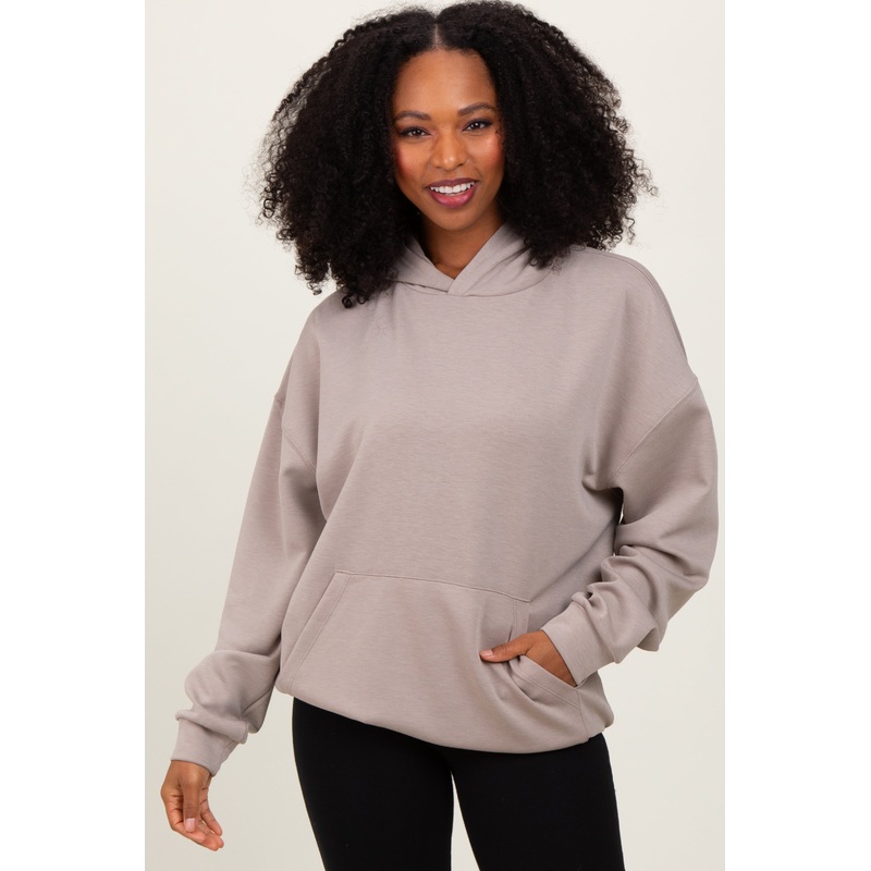 Beige Basic Hoodie Sweatshirt