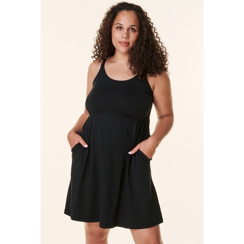 Black Bravado Drop Front Nursing Dress