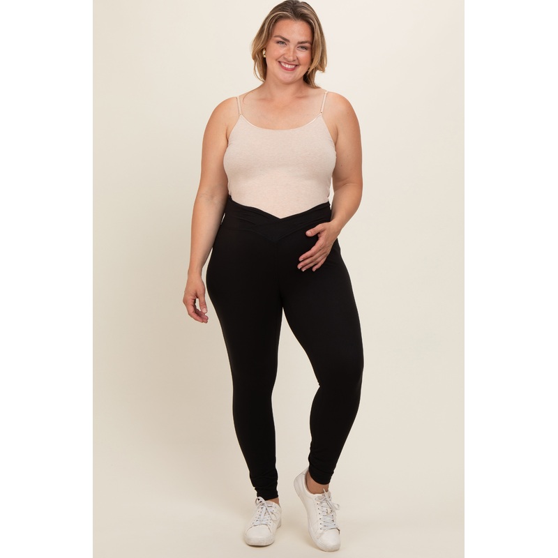Black Crossover Maternity Plus Leggings