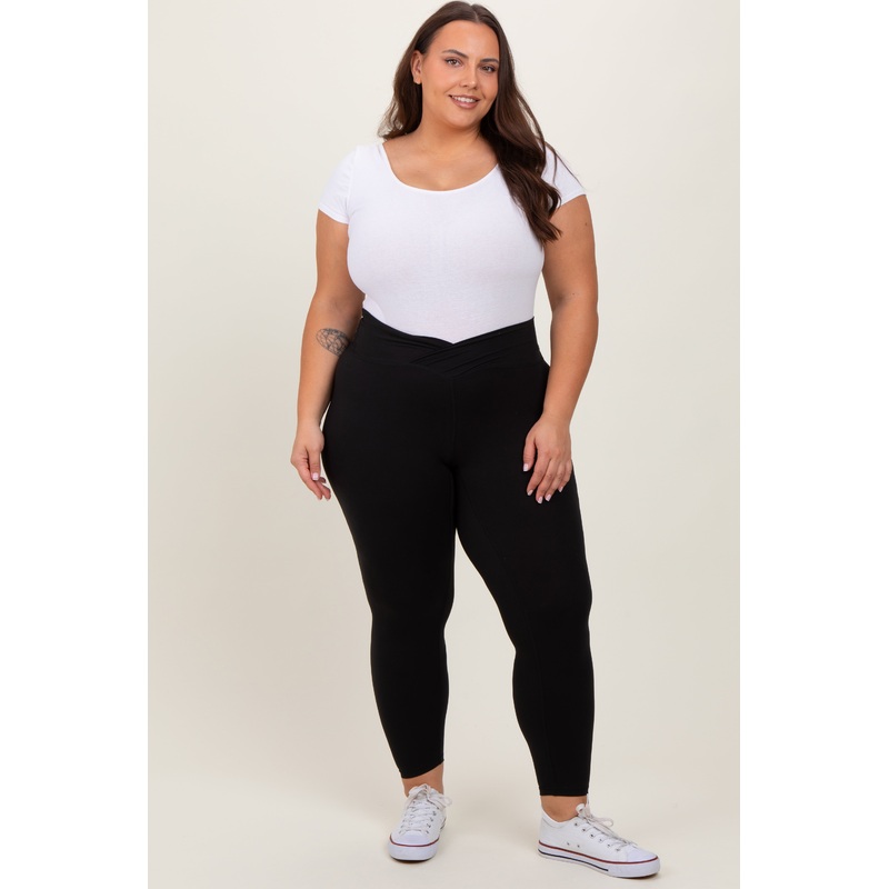 Black Crossover Plus Leggings