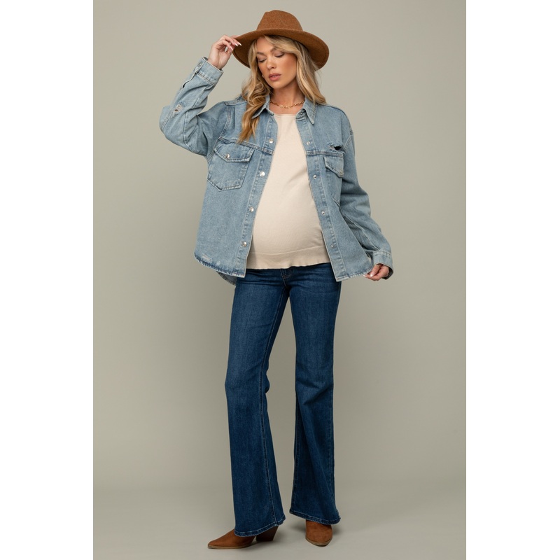 Navy Blue Flare Leg Maternity Jeans