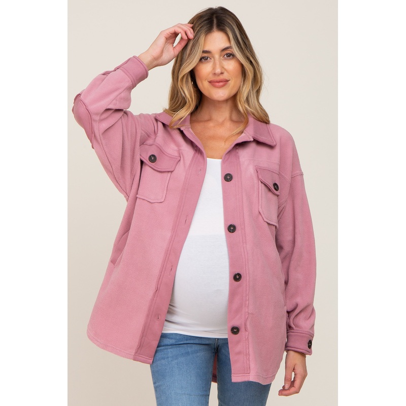 Mauve Fleece Lightweight Maternity Coat