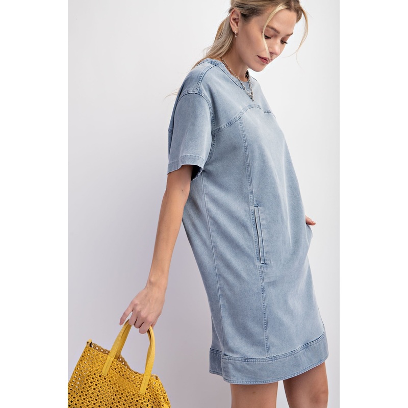 Washed Denim Tunic Dress