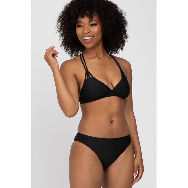 Black Strappy Two-Piece Bikini Set