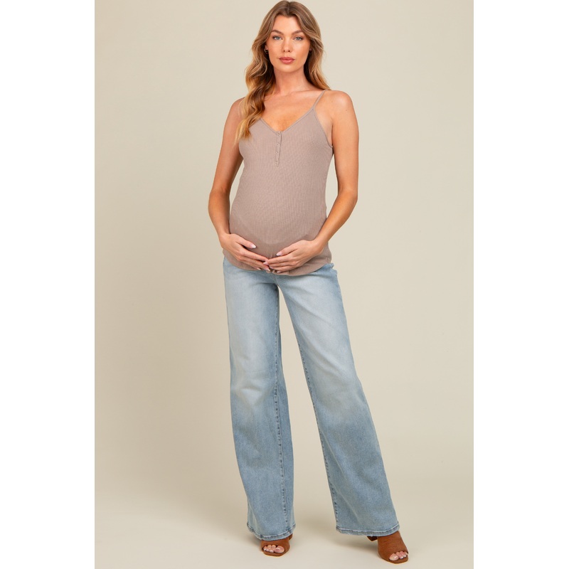 Blue Wide Leg Flare Maternity Jeans
