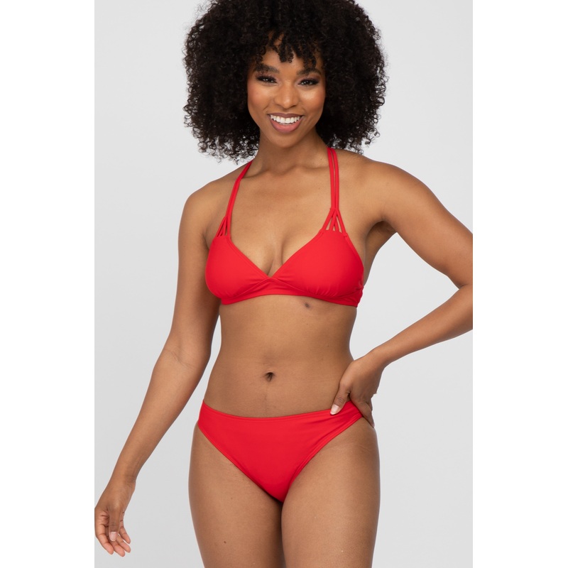 Red Strappy Two-Piece Bikini Set