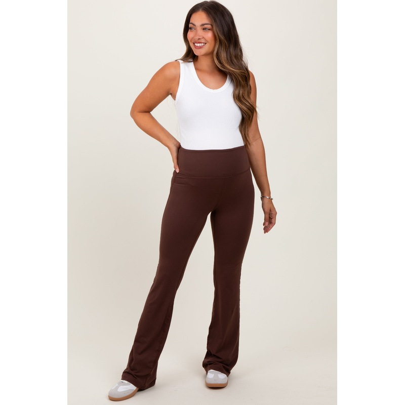 Brown Maternity Flared Leggings