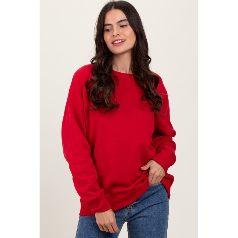 Red Pullover Terry Crewneck