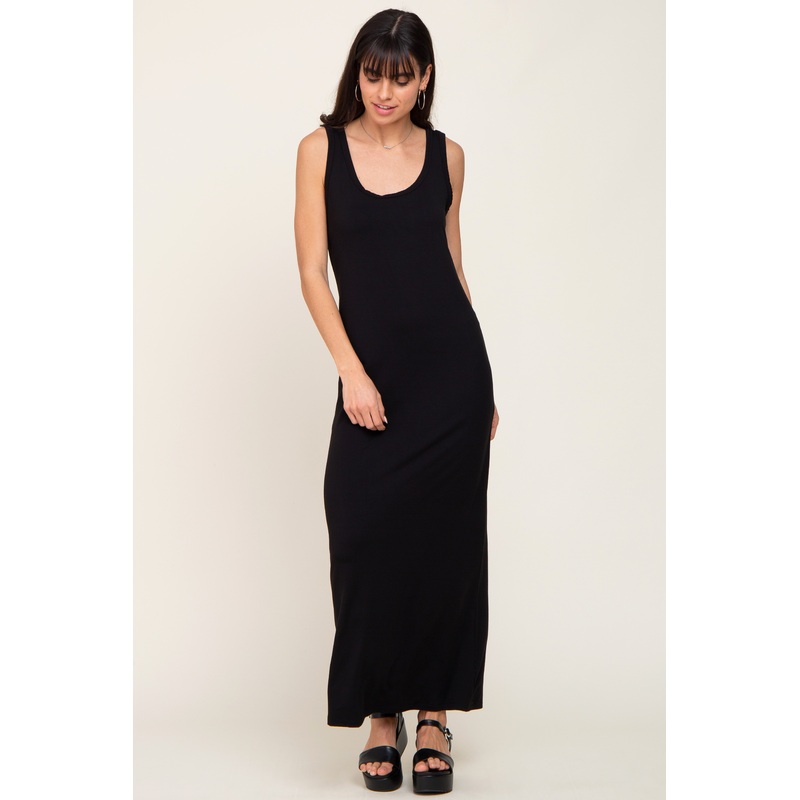 Black Basic Sleeveless Maxi Dress