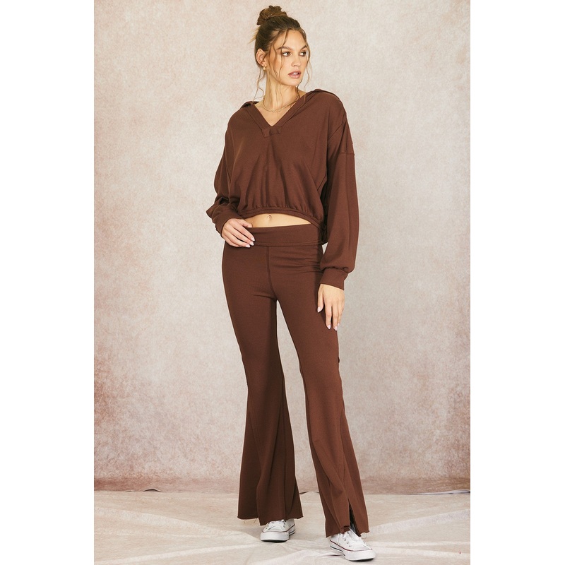 Brown Terry Flare Lounge Pants