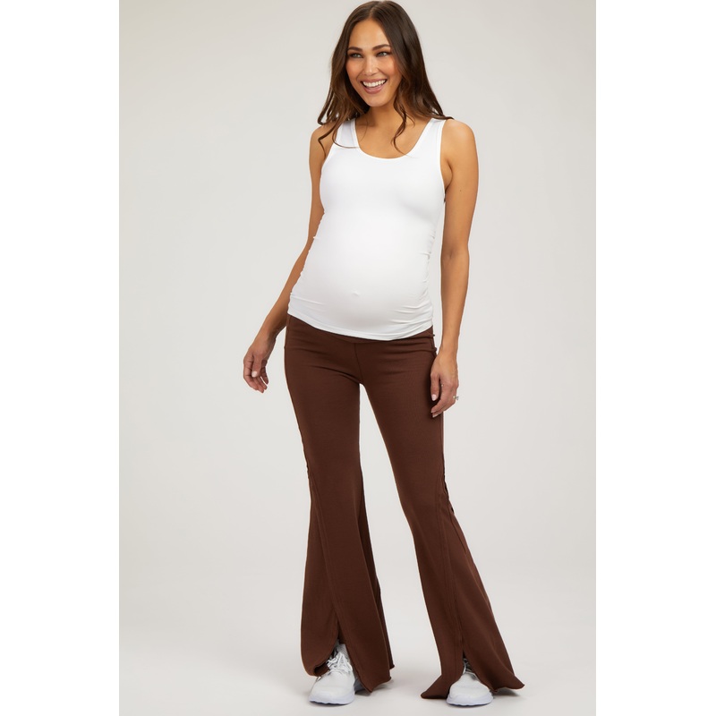 Brown Terry Flare Maternity Lounge Pants